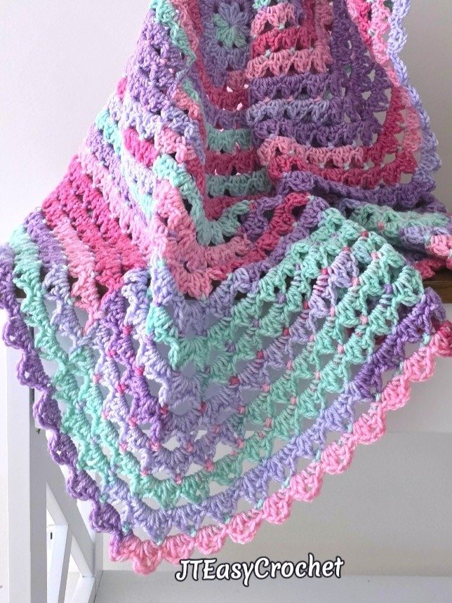 Easy Crochet Baby Blanket Pattern with Video, Infinite Granny Square Afghan Tutorial, Endless Gelato product image (2)