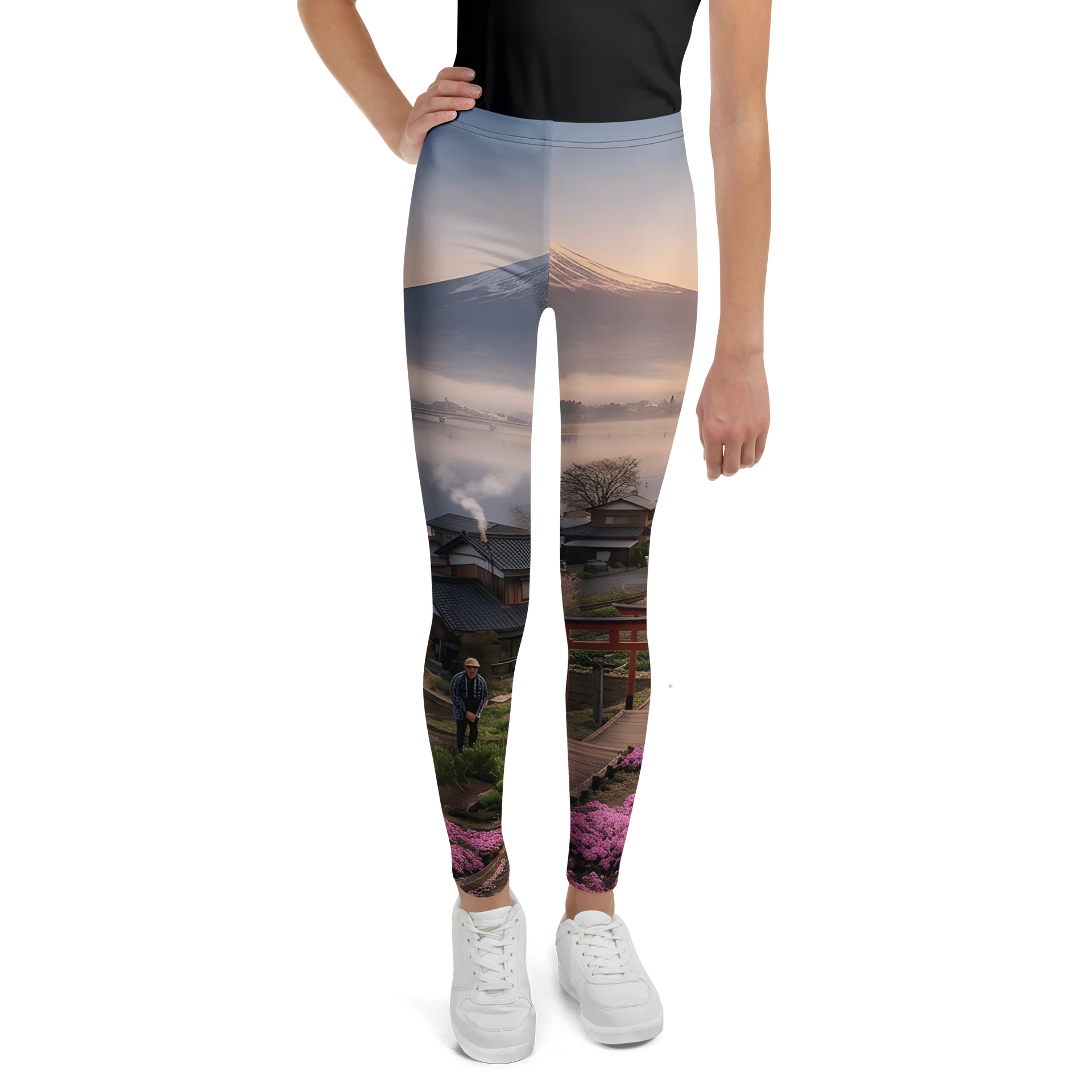 Mount Fuji & Japanese Village Youth Leggings | Graphic Activewea product image (5)