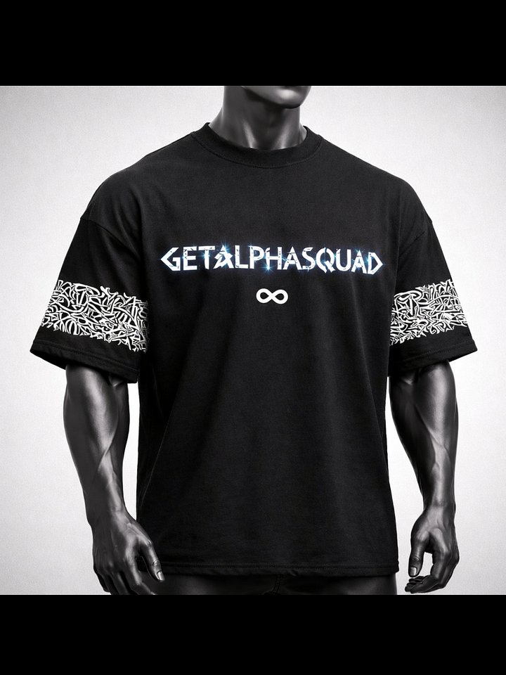 GetAlphaSquad Infinity Black Oversized T-Shirt & Joggers Combo Set for Men product image (1)