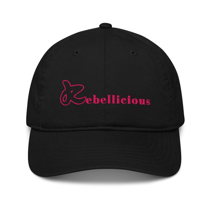 Rebellicious Organic Dad Hat Pink Text product image (1)