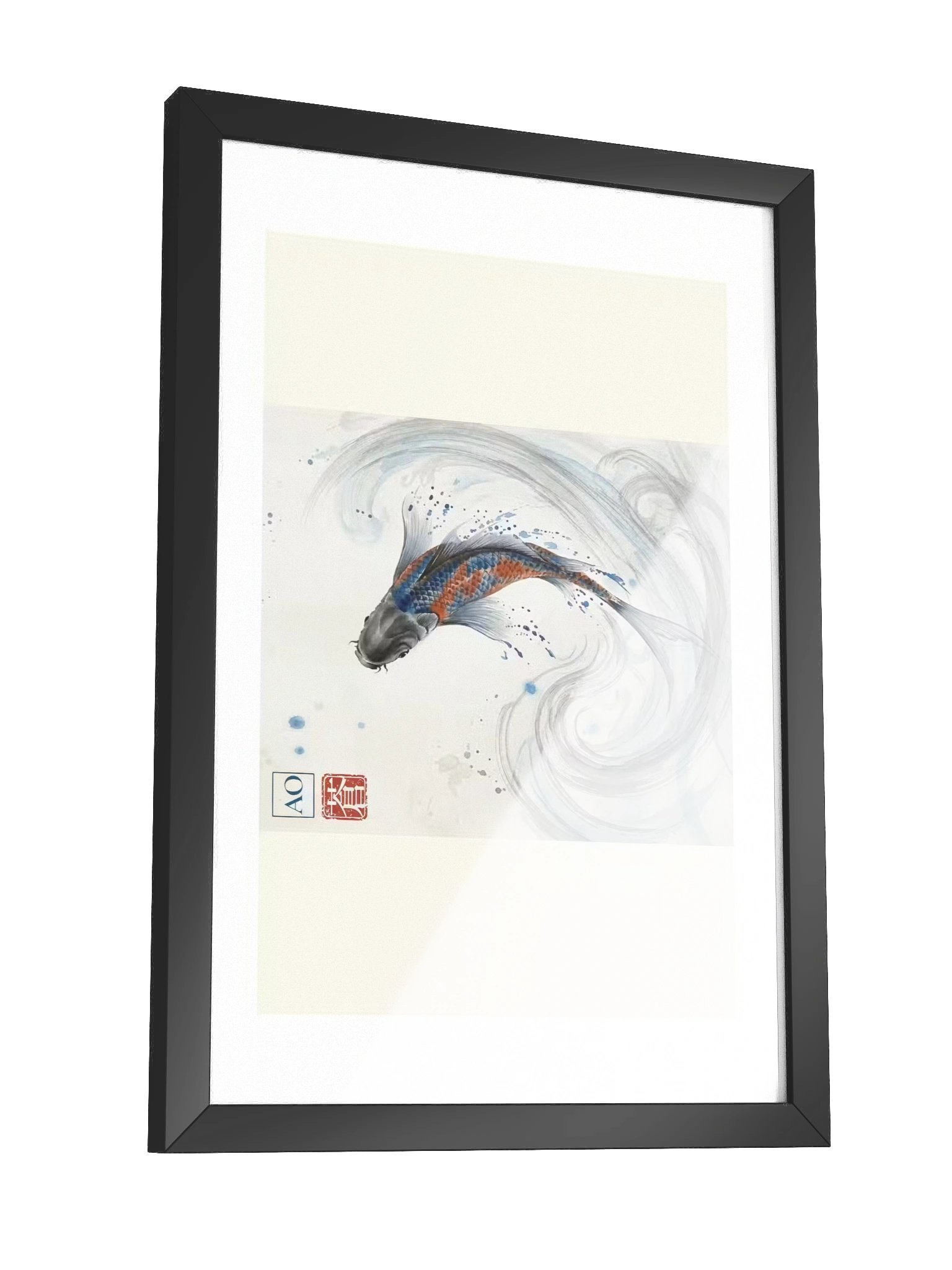 Japanese Ink Art Print | Celestial Koi No.03 | Framed Wall Art - AO Japan Blue product image (3)