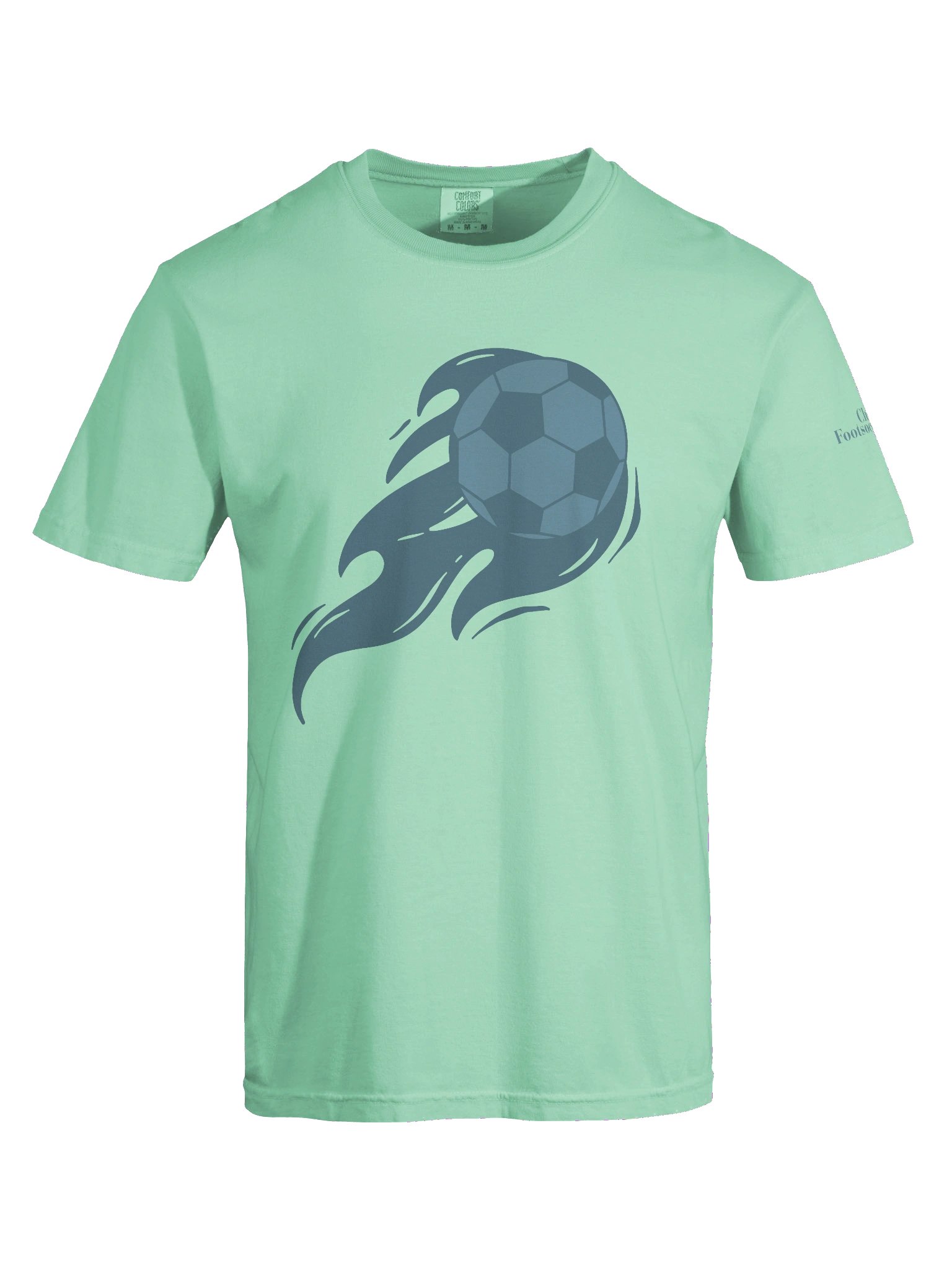 Blue Flaming Soccer Ball Comfort Tee product image (37)