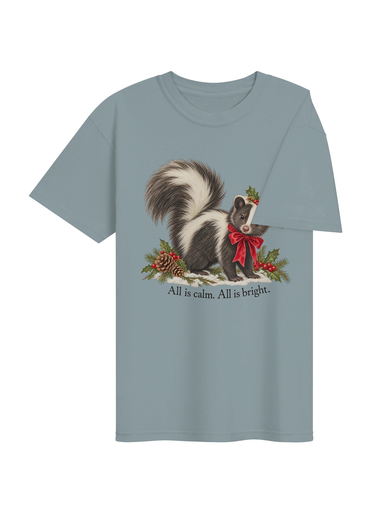 All Is Calm, All Is Bright – Christmas Skunk T-Shirt product image (8)