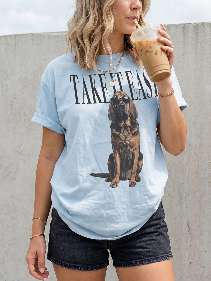 Take It Easy '90s Pop Vintage-Style T-Shirt for Bloodhound(Black & Tan) Owners product image (2)