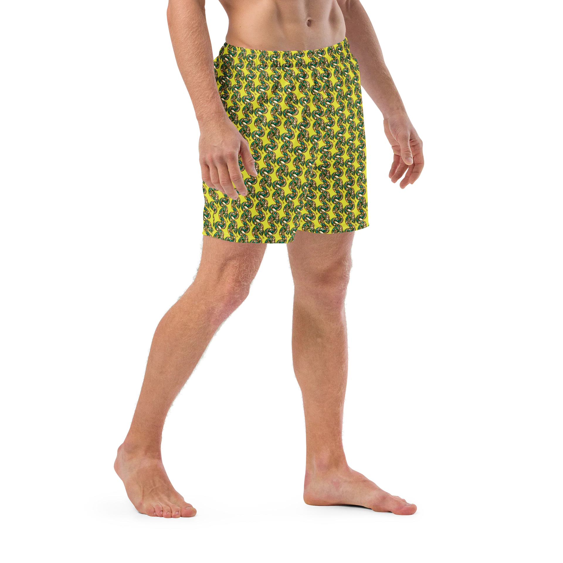 Diagonal Green Snake Brooch Mosaic Swim Trunks product image (6)
