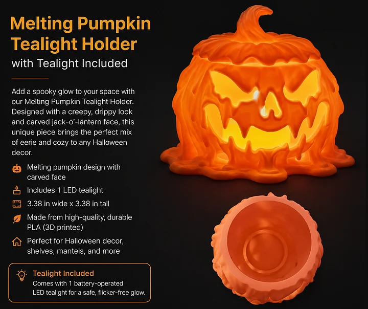 Melting Pumpkin w/ LED Tealight product image (1)