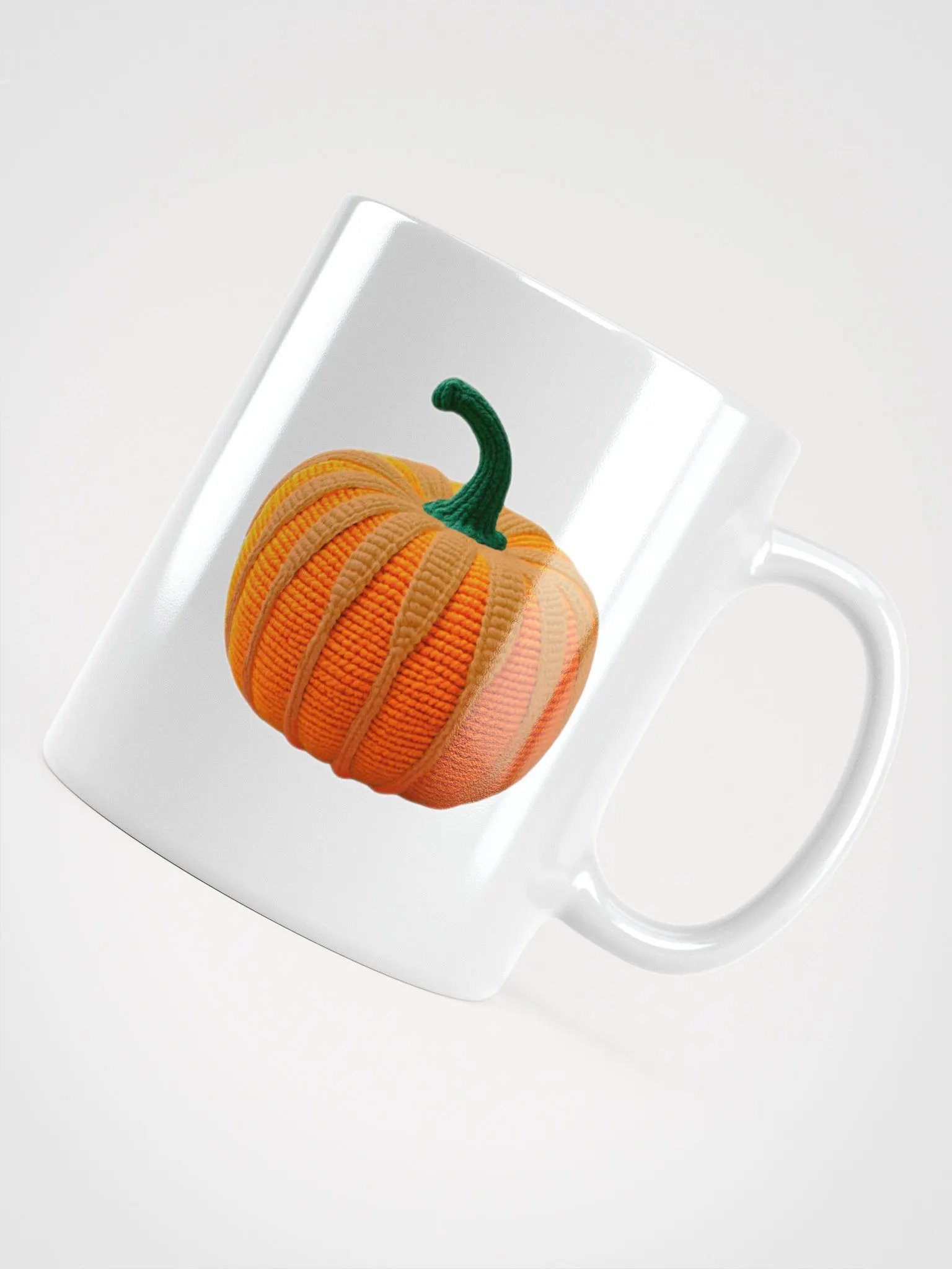 CozyAvocado White Glossy Mug Crochet Pumpkin #1 product image (4)