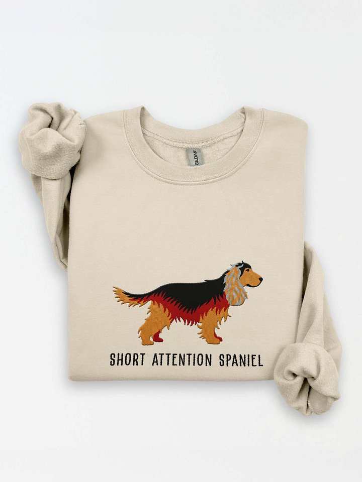 Short Attention Spaniel Sweatshirt (Embroidered) of an English Cocker Spaniel(Sable, Full Tail) product image (1)