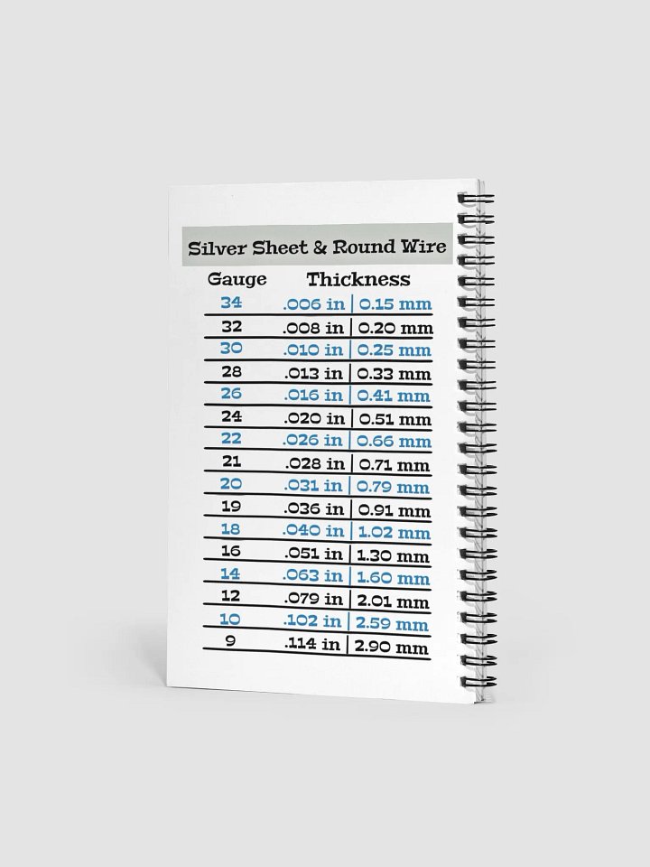 Silversmithing Sketchbook (blank) with Gauge Conversions product image (2)