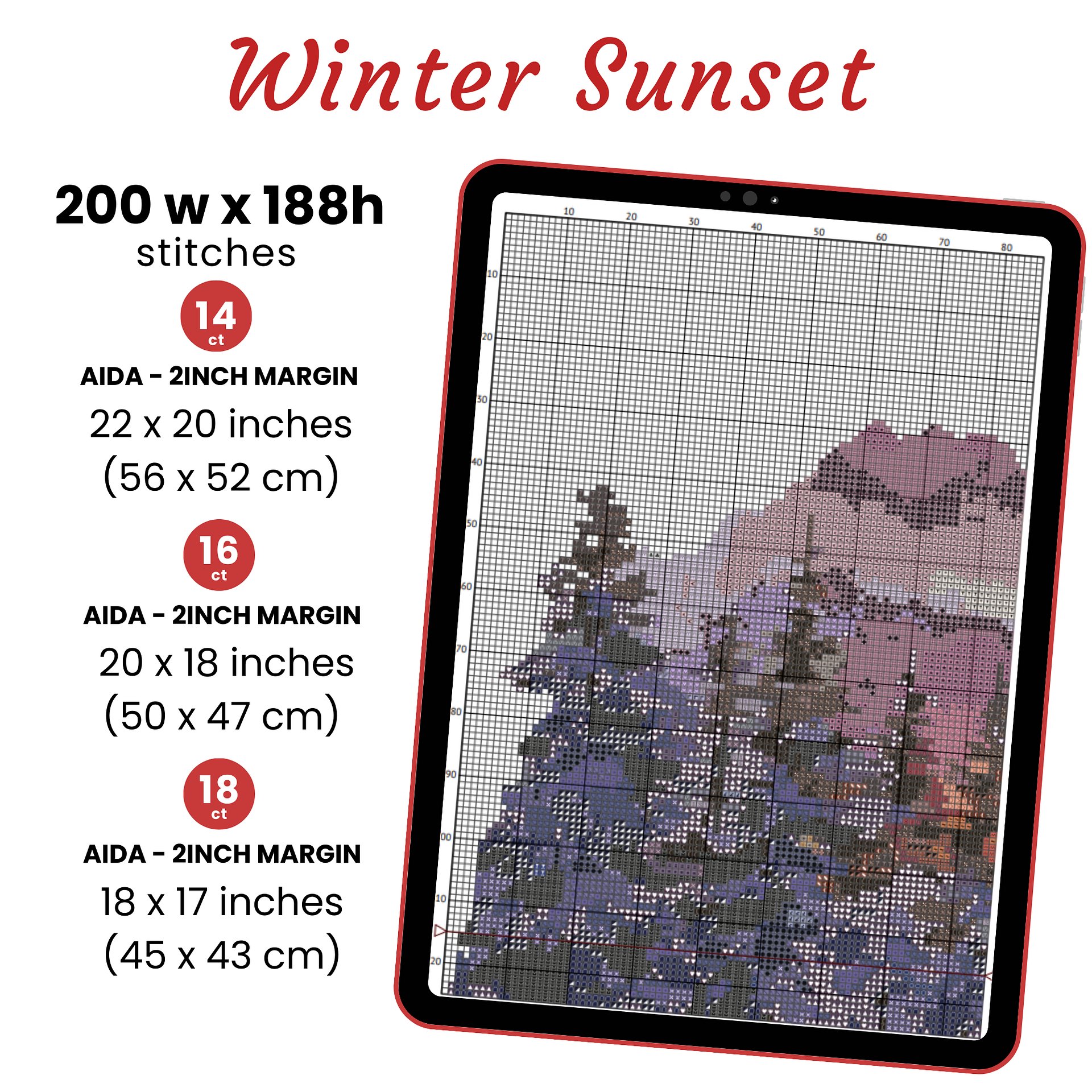 Winter Sunset Cross Stitch Pattern product image (2)