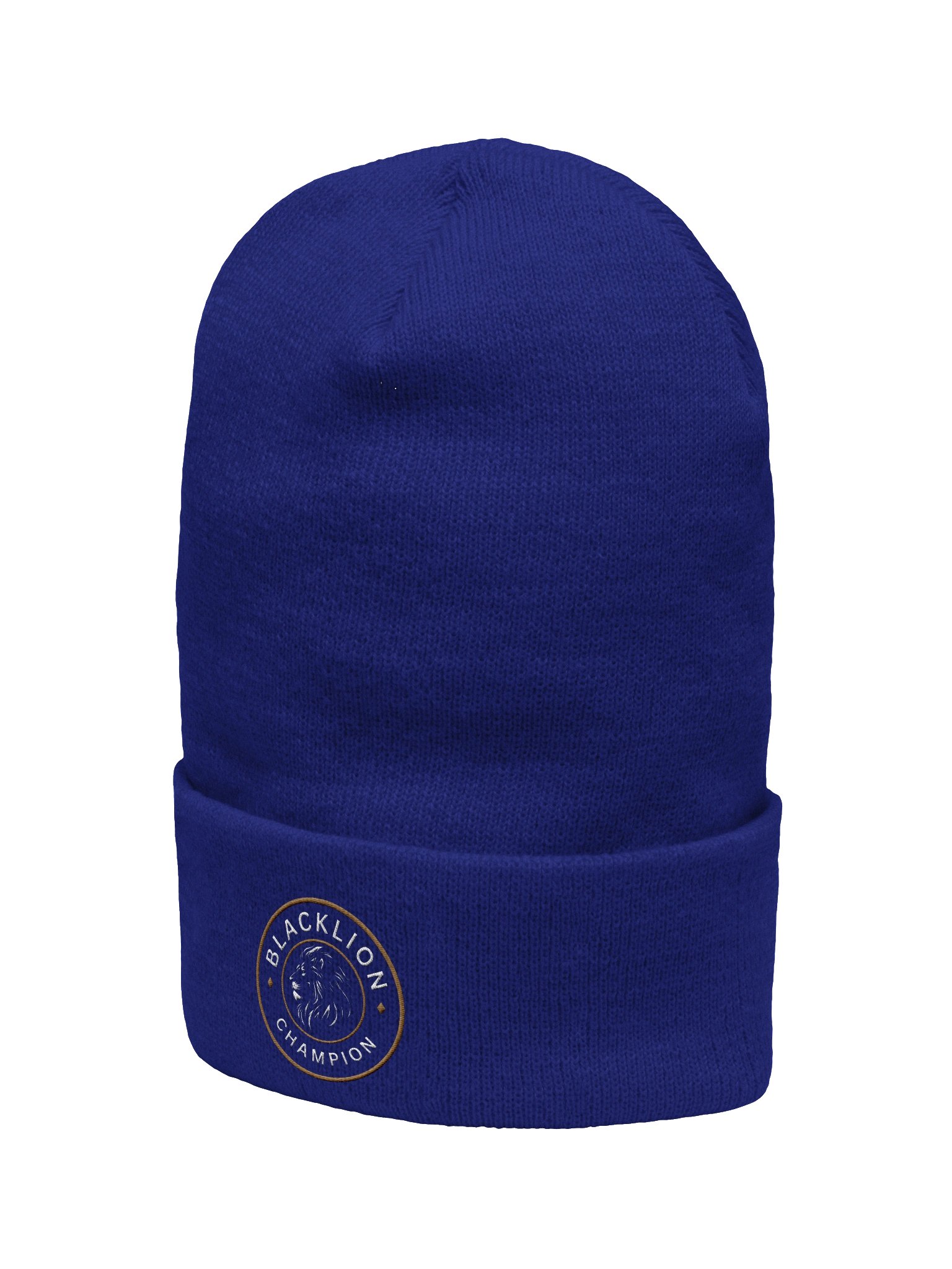 Black Lion "Champion" Embroidered Crest Cuffed Beanie – Premium Knit Streetwear Headwear product image (2)
