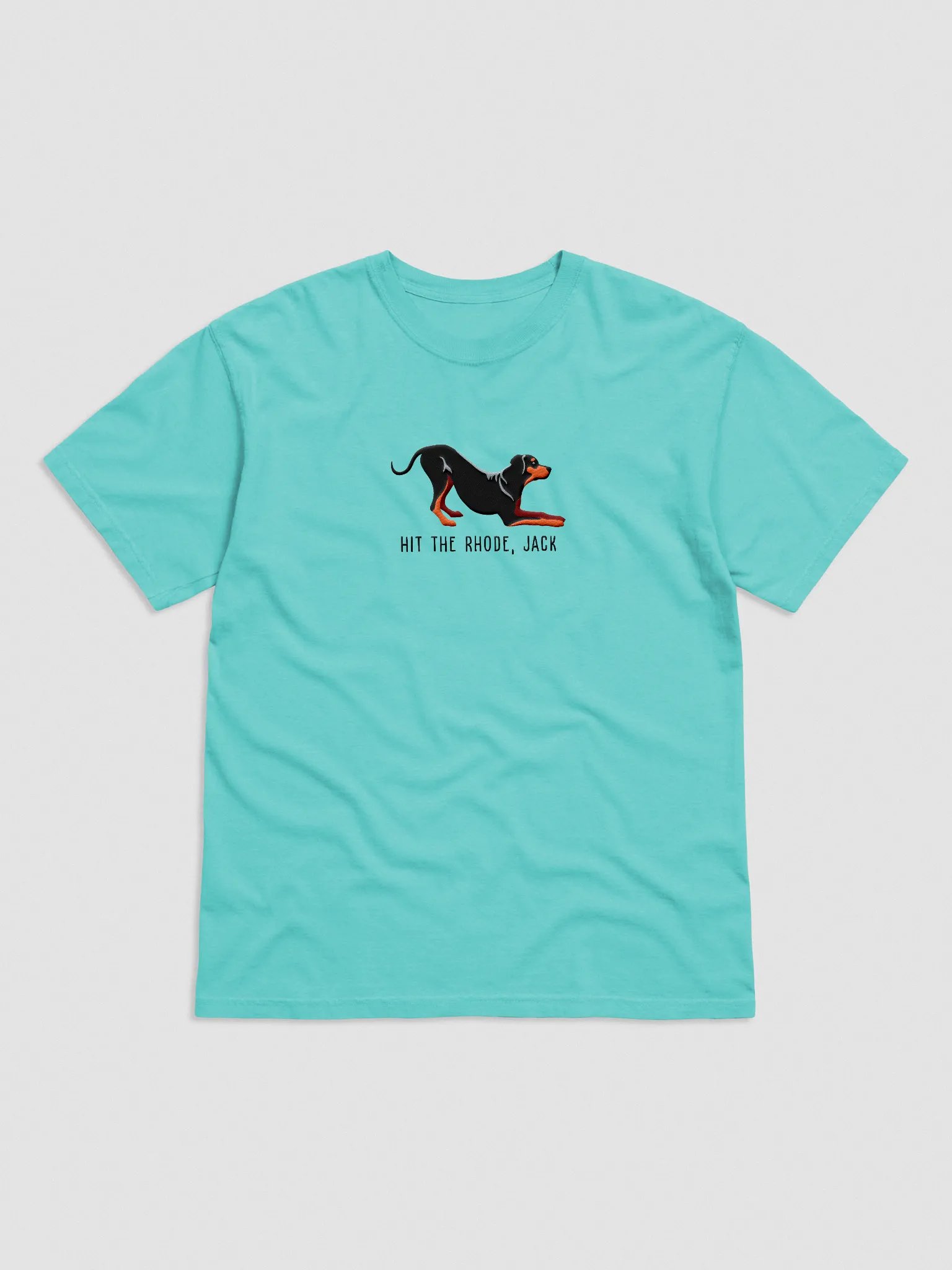 Hit the Rhode, Jack T-Shirt(Embroidered) of a Rhodesian Ridgeback(Black & Tan) product image (4)