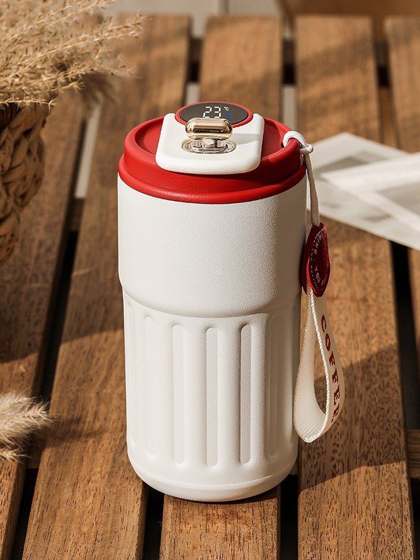 Smart Coffee Tumbler with LED Temperature Display - Insulated Leak-Proof Travel Mug with Wrist Strap - Modern Aesthetic Stainless Steel Thermal Cup product image (4)