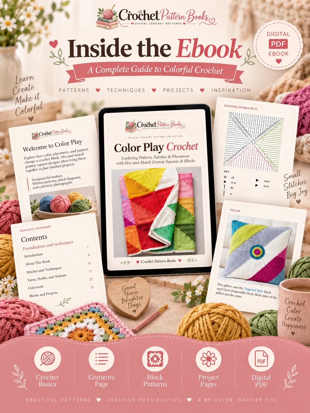 Color Play Crochet 20 Granny Square Patterns and 4 Projects PDF Ebook product image (3)