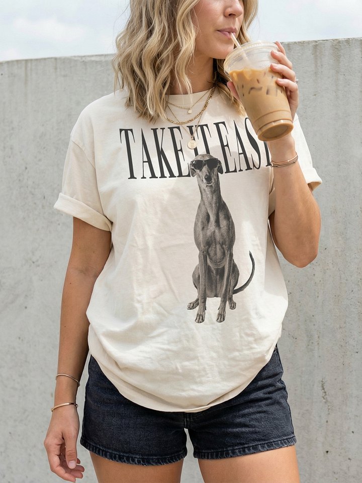 Take It Easy '90s Pop Vintage-Style T-Shirt for English Greyhound(Blue) Owners product image (2)
