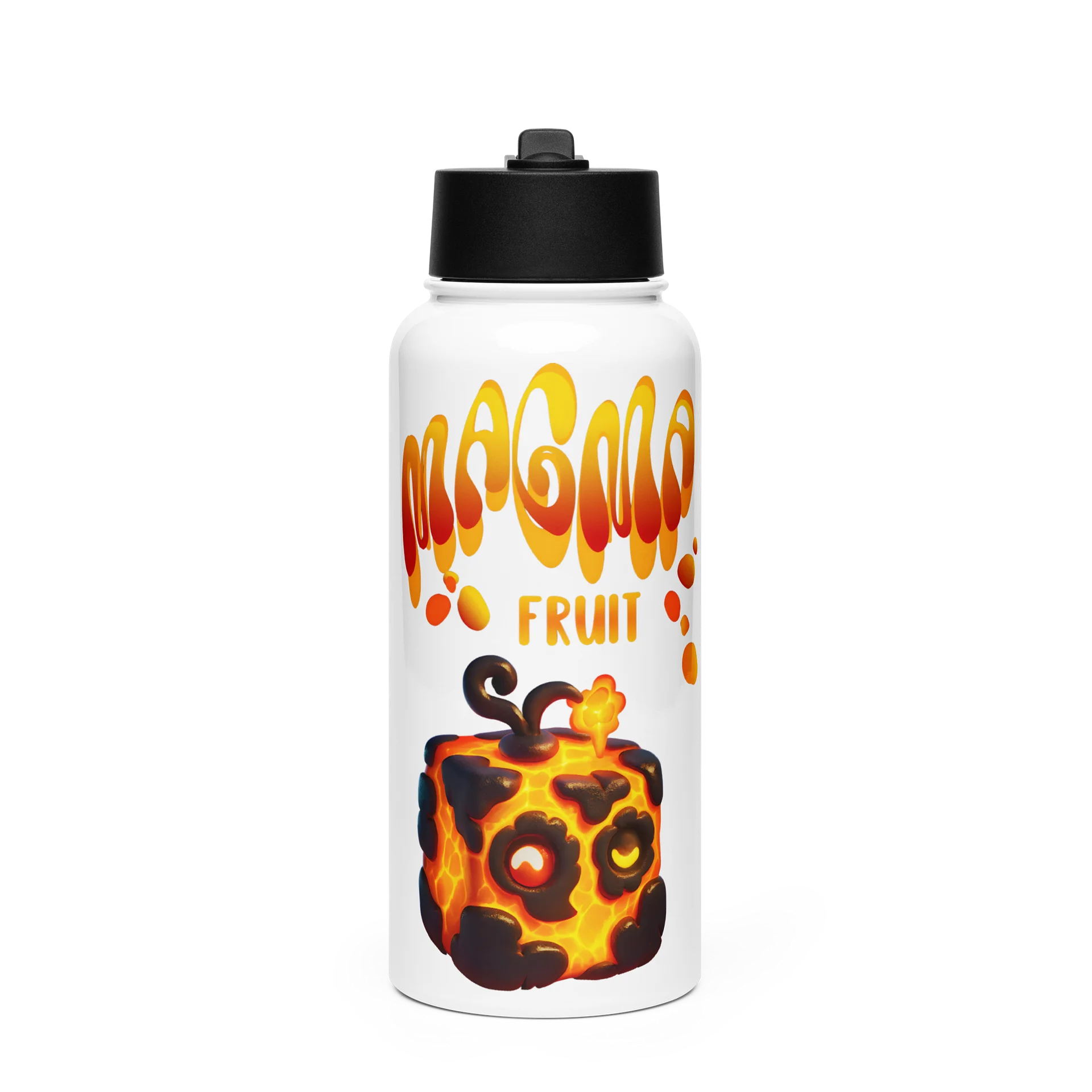 Magma Fruit Blox Fruits Gamer Stainless Steel Water Bottle With Straw Gift For Kids product image (1)