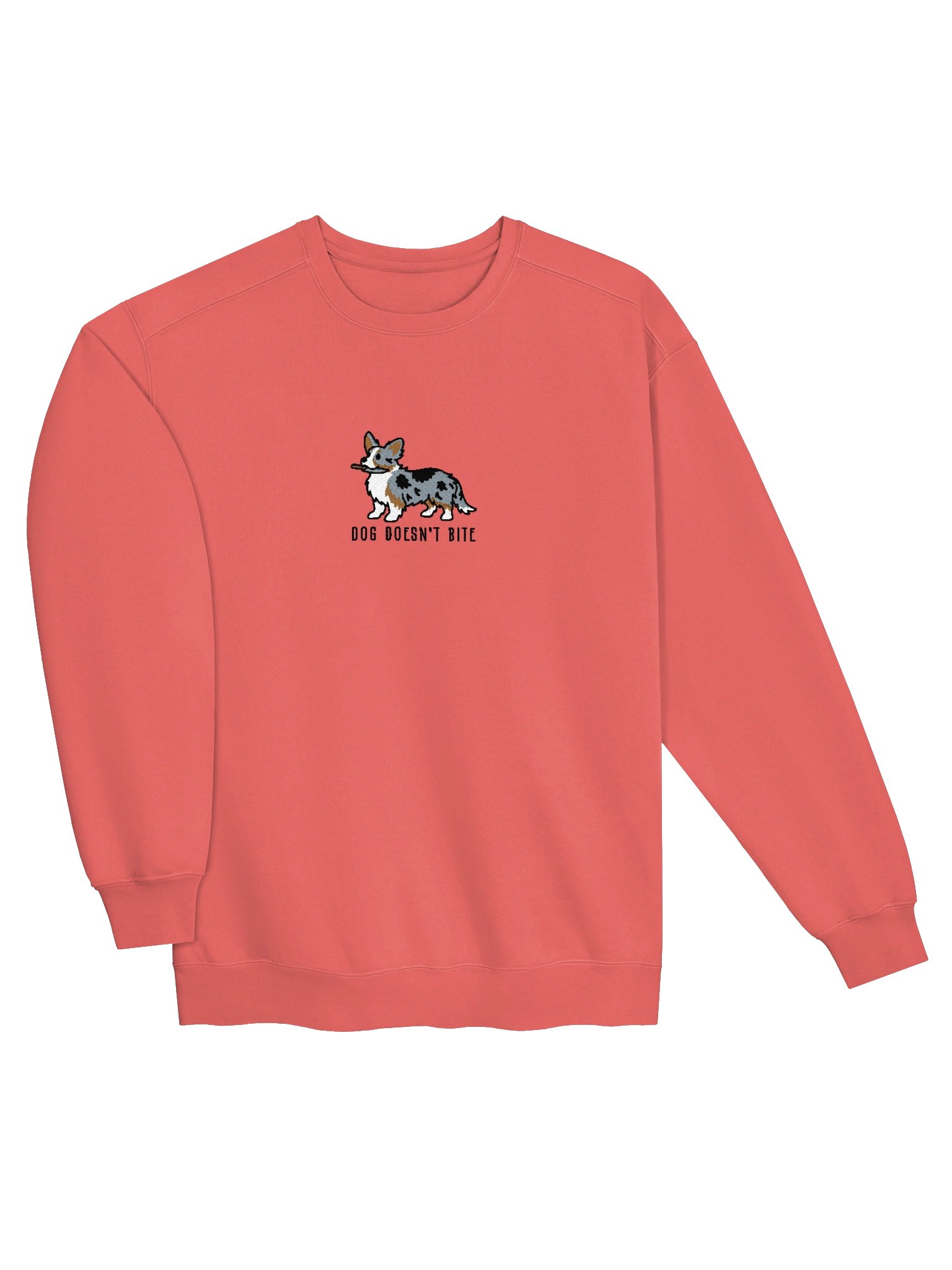 Dog Doesn't Bite Funny Chibi-Style Embroidered Premium Sweatshirt for Cardigan Welsh Corgi(Blue Merle) Owners product image (19)