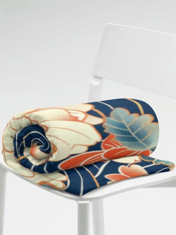 Traditional Japanese Floral Throw Blanket - Peony Wave Aesthetic Fleece product image (15)