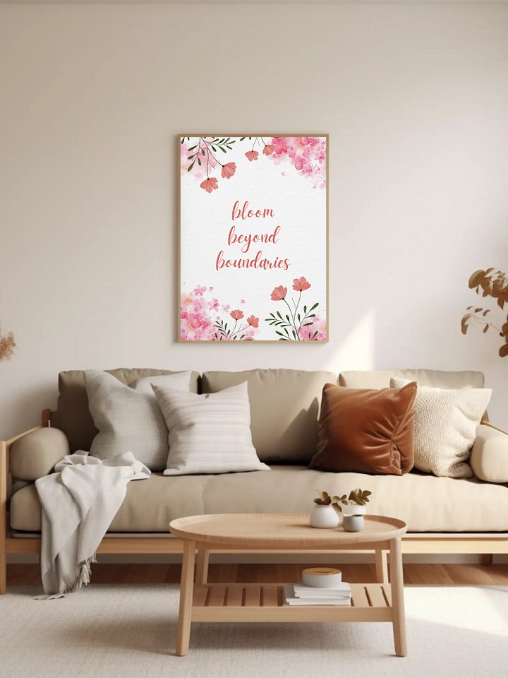 Bloom Beyond Boundaries Floral Wall Art - Inspirational Quote Poster, Watercolor Flower Print, Feminine Office Decor Motivational Home Decor product image (2)