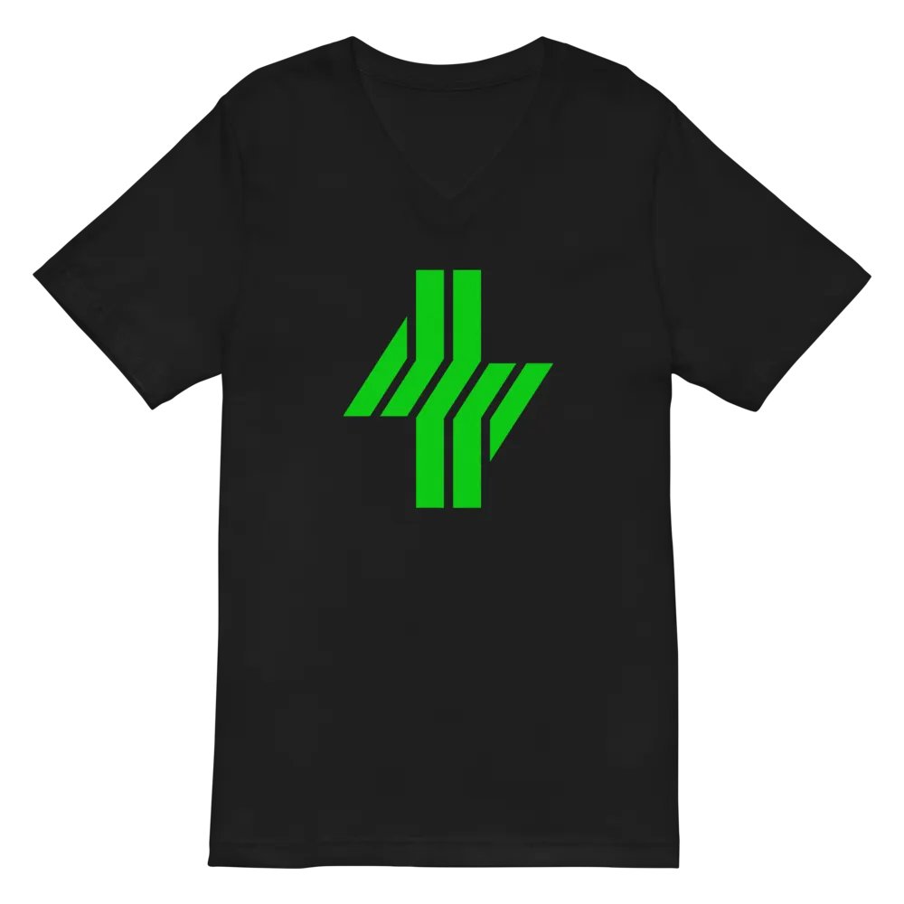 Cowbolt, Black V-Neck T-shirt With Large Print product image (1)