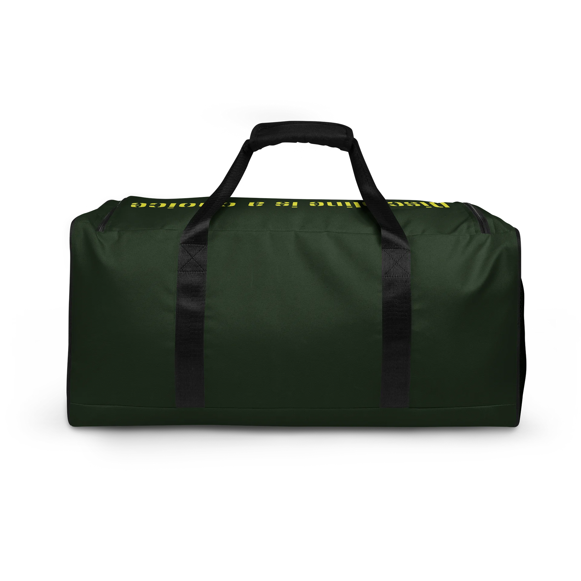 "Discipline is a choice" gym bag dark green product image (5)