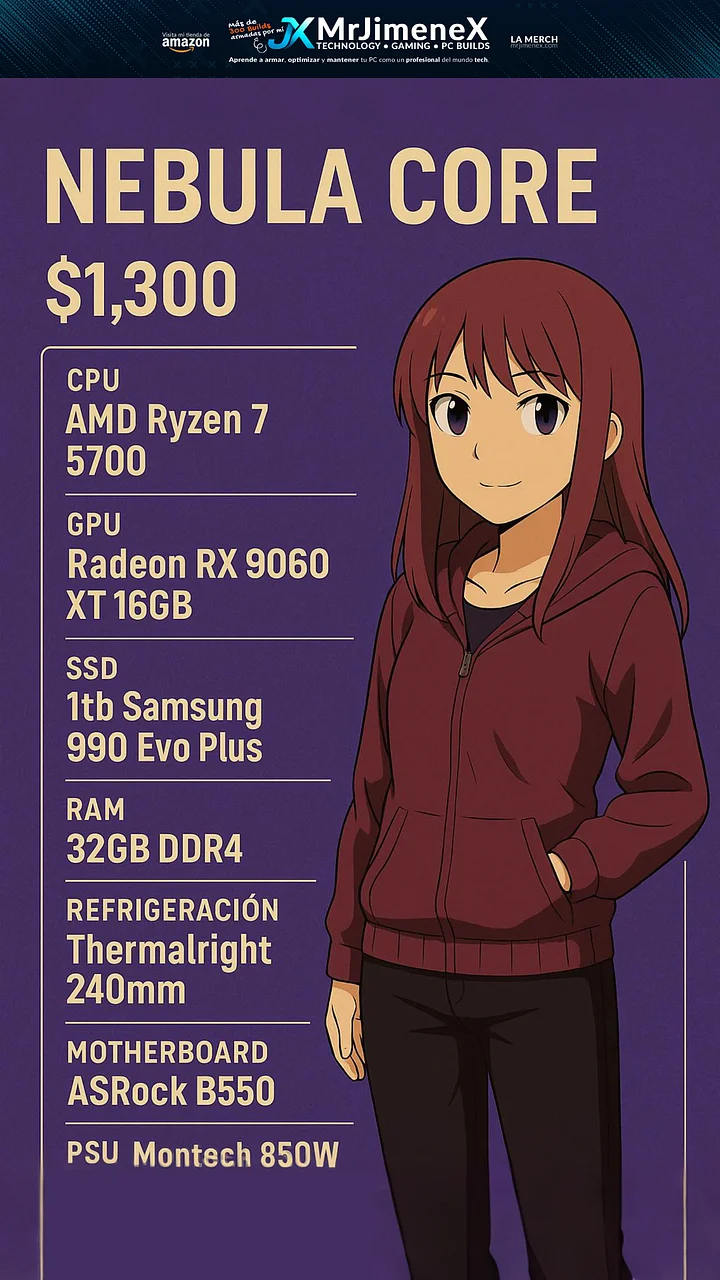 Pc Gaming Nebula Core - Ryzen 7 5700 + RX 7600 8GB + 32GB DDR4 3200MHz + Asrock B550 product image (2)