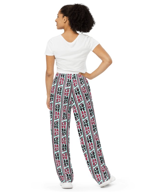 Pure Love Stripes on light green - Unisex Wide-Leg Pants product image (7)