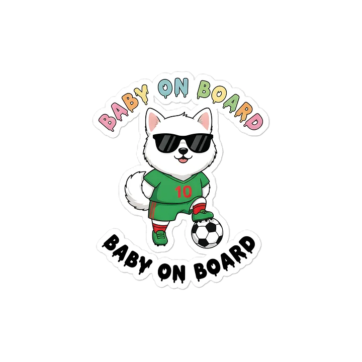 Funny Husky Dog Soccer Baby on Board Sticker - 5x5 Weatherproof Vinyl Car Decal - Cute Husky Dog Soccer Mom and Soccer Dad Gift product image (1)