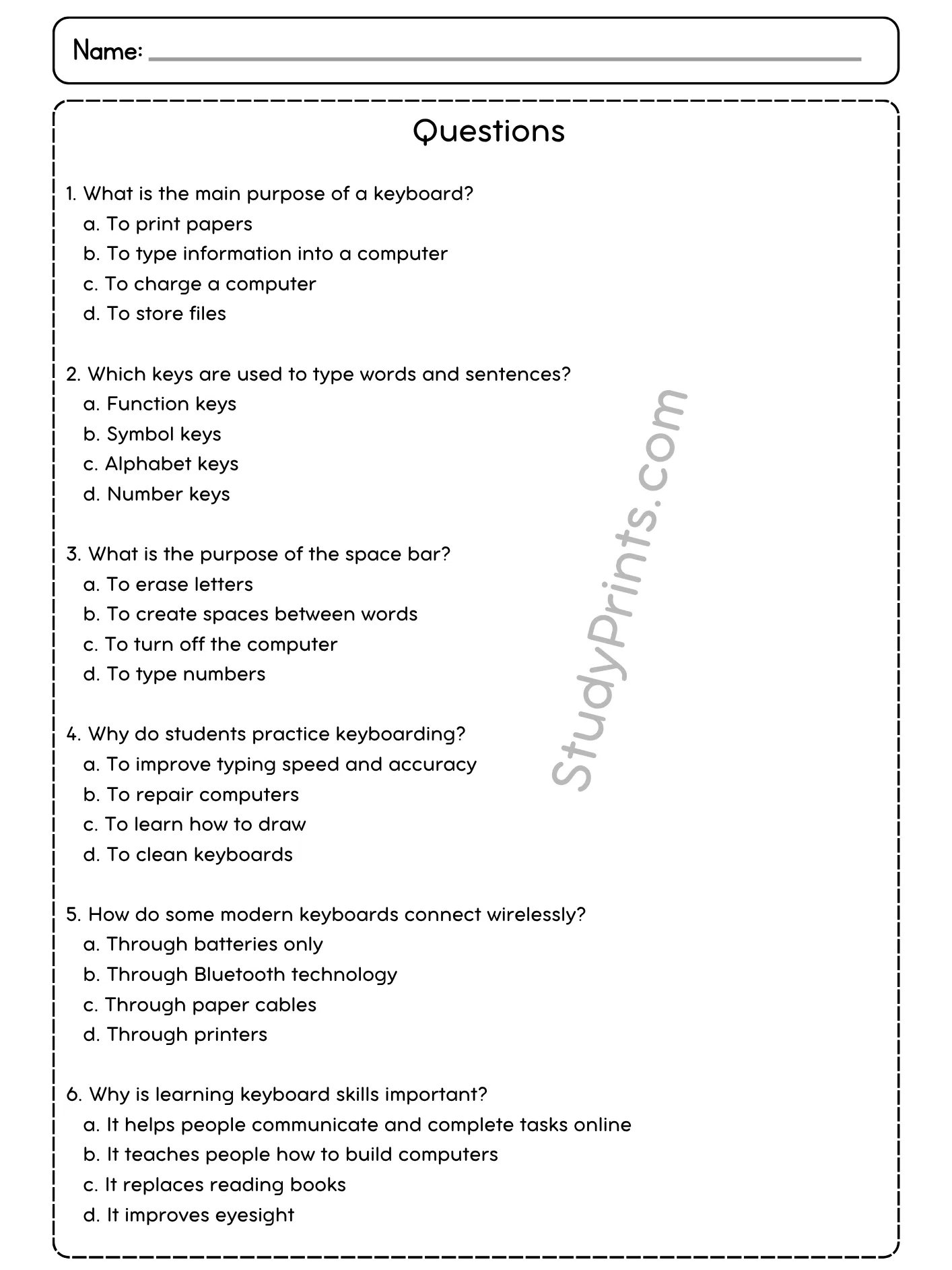 The Computer Keyboard Reading Comprehension Passage and Questions | Printable PDF product image (3)