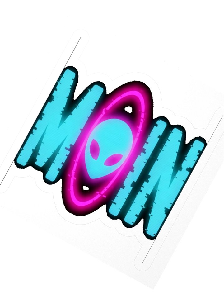 "MOIN" Neon Alien Glitch Kiss-Cut Sticker product image (4)