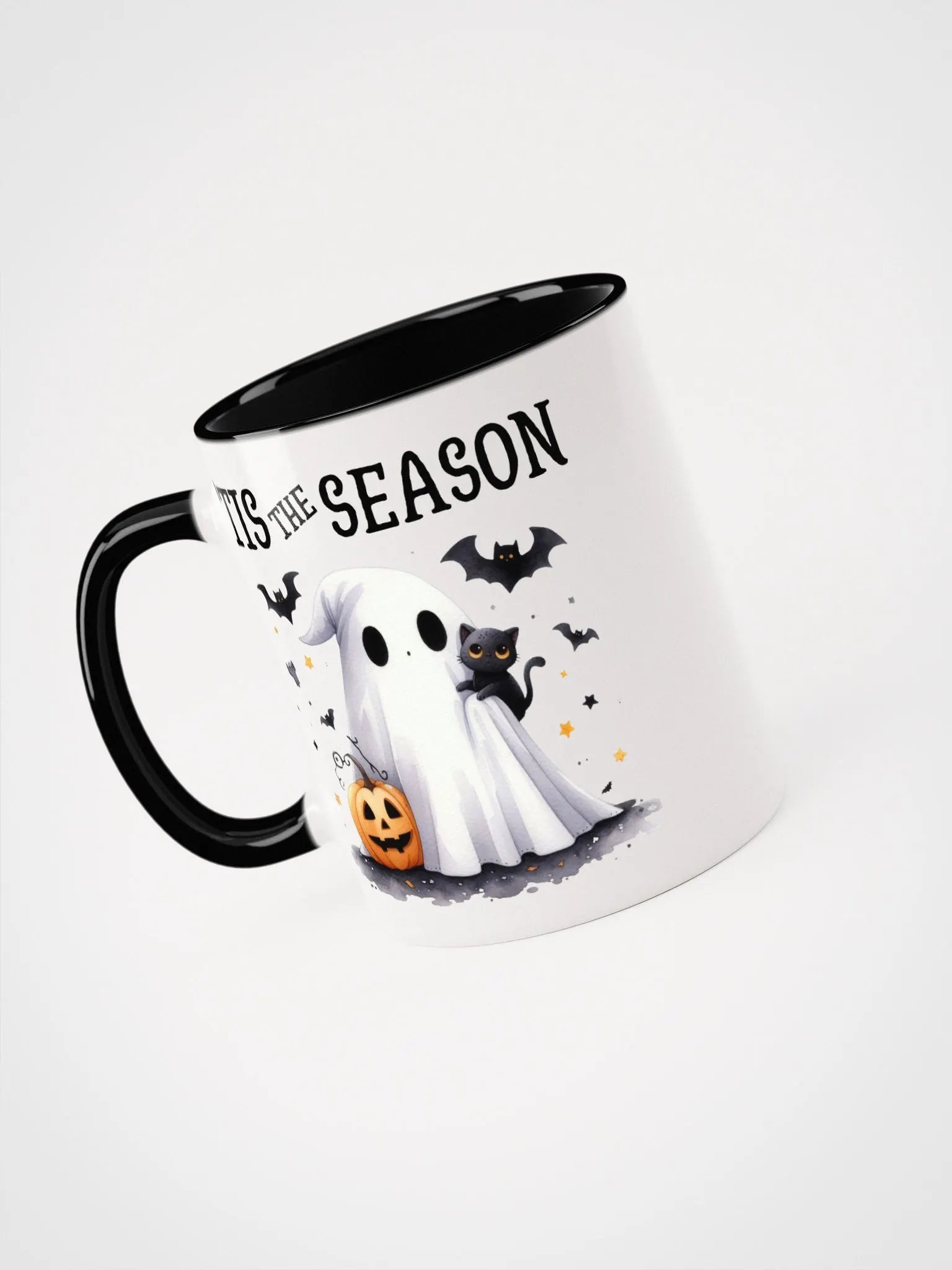 Cute Ghost & Black Cat Halloween Ceramic Mug product image (4)