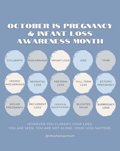 October is Pregnancy & Infant Loss Awareness Month.

No matter how you classify your loss, you are not alone, you are seen an...