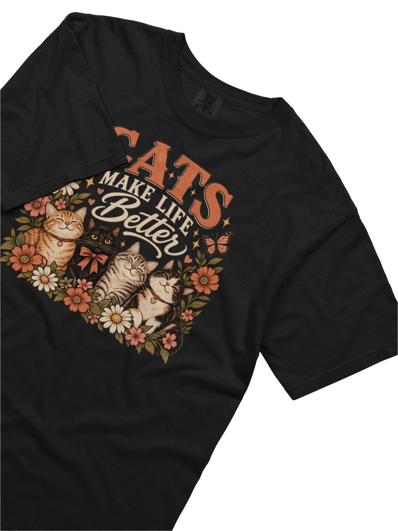 Cats Make Life Better T-Shirt | Vintage Floral Cat Lover Graphic Tee product image (10)