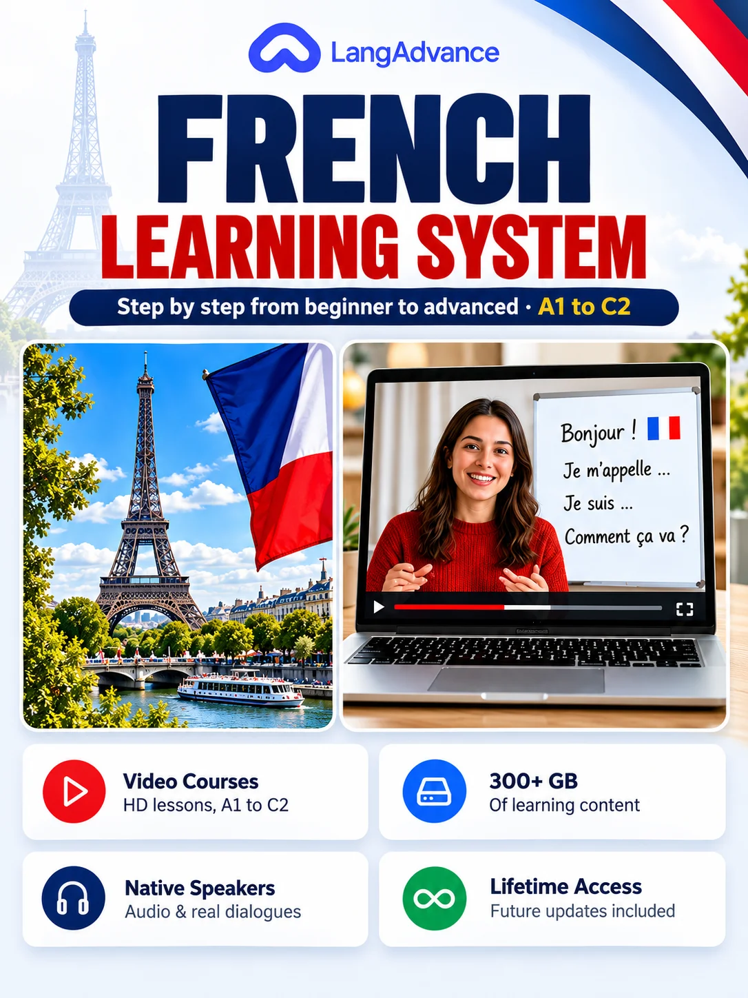 French Learning System 🇫🇷 | Structured Video Training & Practice (A1–C2) product image (2)