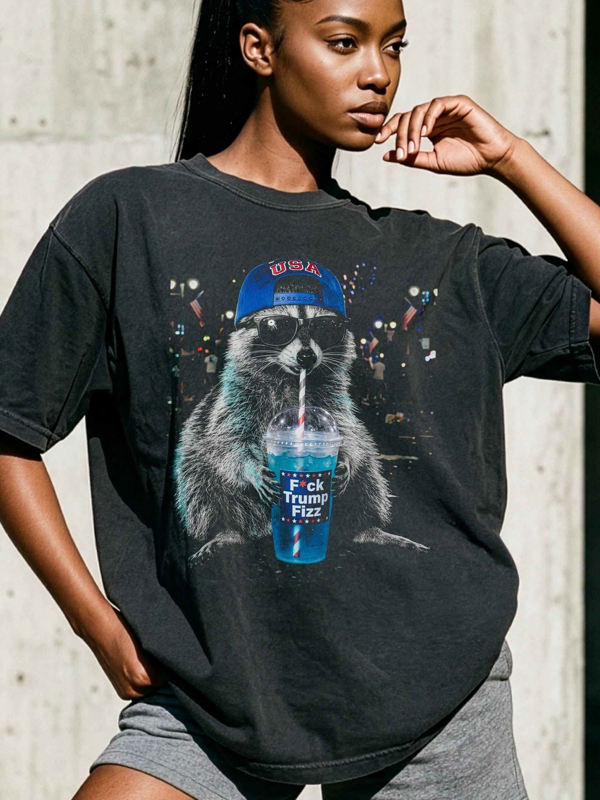 Funny Racoon Meme USA 250th Birthday, F*ck Trump product image (16)