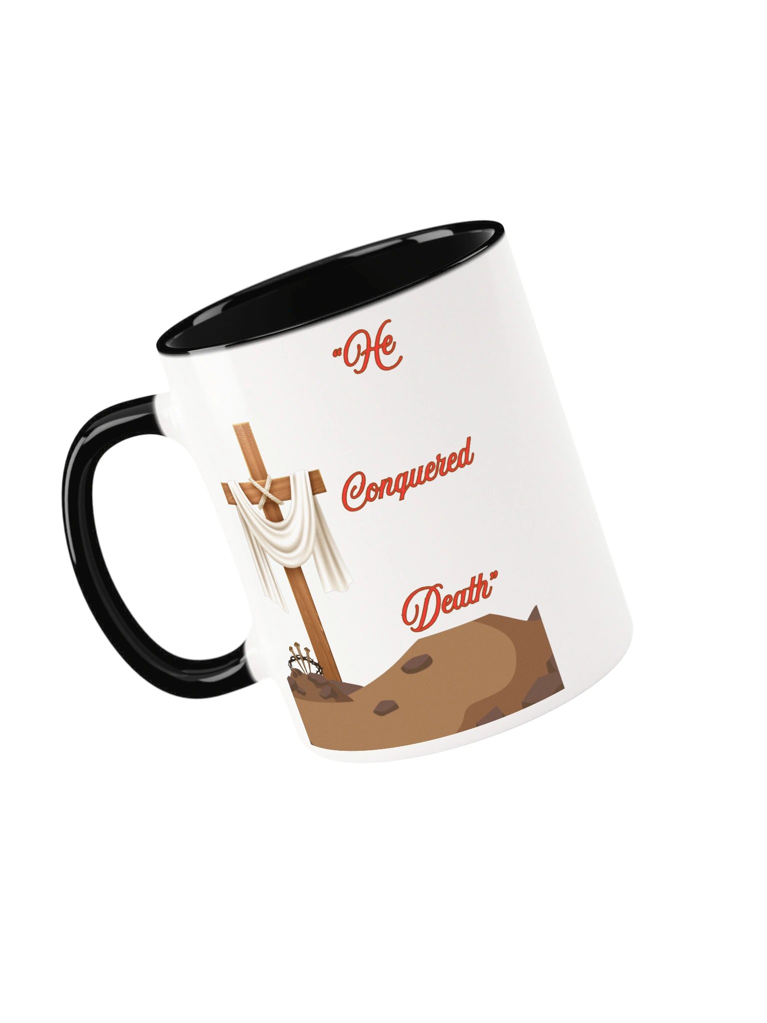 He Conquered Death Christian Coffee Mug | Empty Cross Easter Mug | Resurrection Faith Gift | Kingdom Life Co. product image (4)