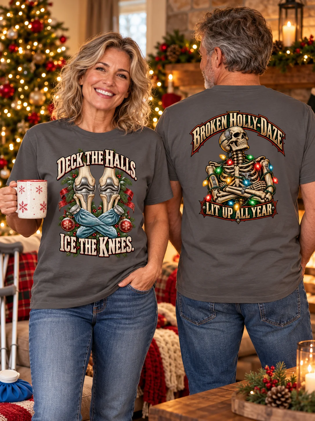 Knee Replacement Christmas Shirt — Deck the Halls, Ice the Knees | Broken Sleigh™ product image (1)