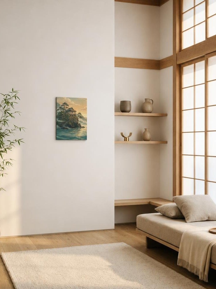 Serene Sunset Mountain Canvas - Zen Minimalist Wall Art product image (2)