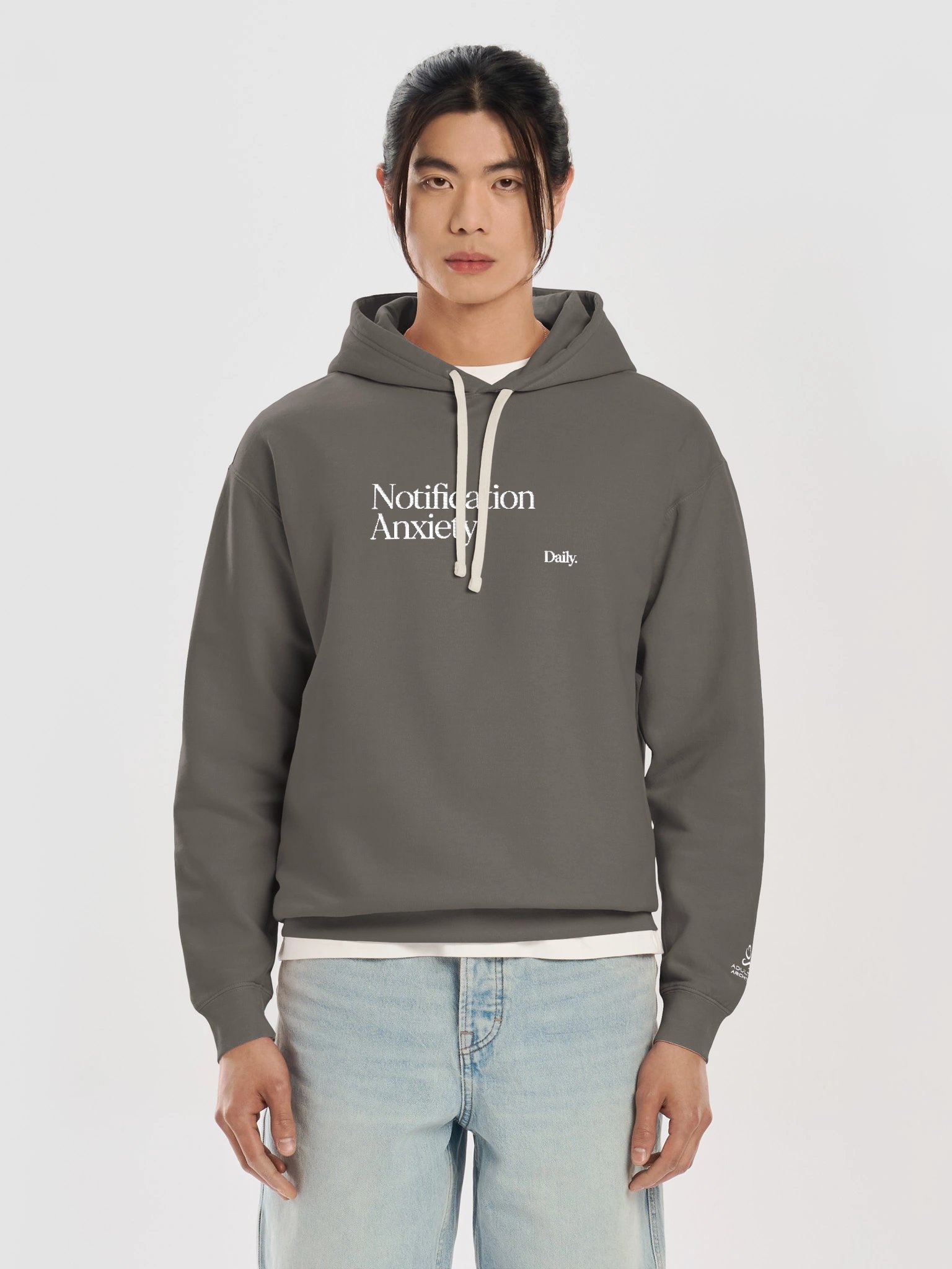 “Notification Anxiety. Daily.” — Unisex Garment-Dyed Fleece Hoodie product image (1)