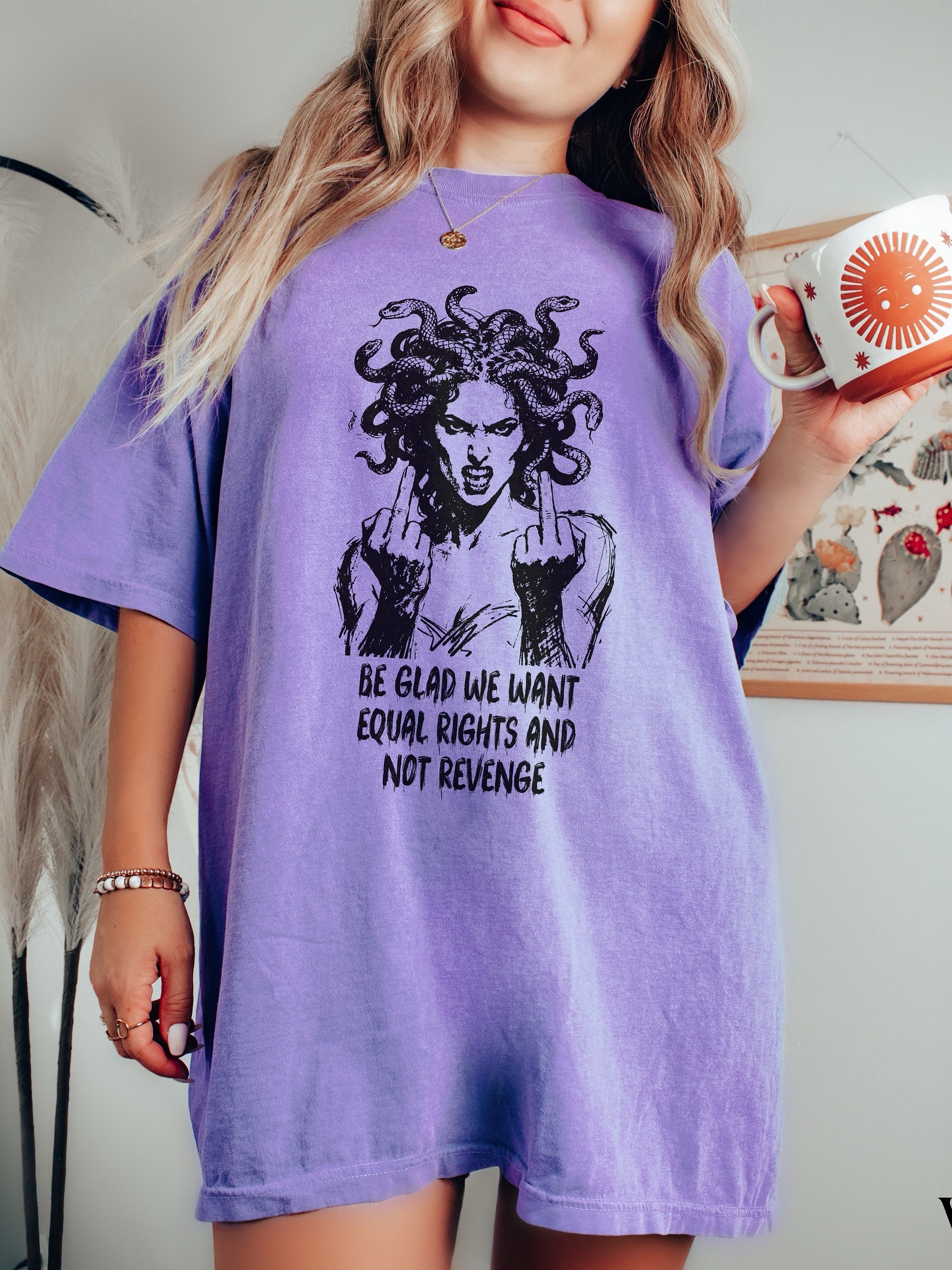 Petrify The Patriarchy Middle Finger Medusa T-Shirt product image (1)