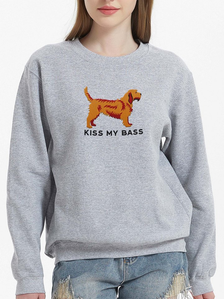 Kiss My Bass Sweatshirt (Embroidered) of a Basset Fauve de Bretagne(Tan) product image (1)