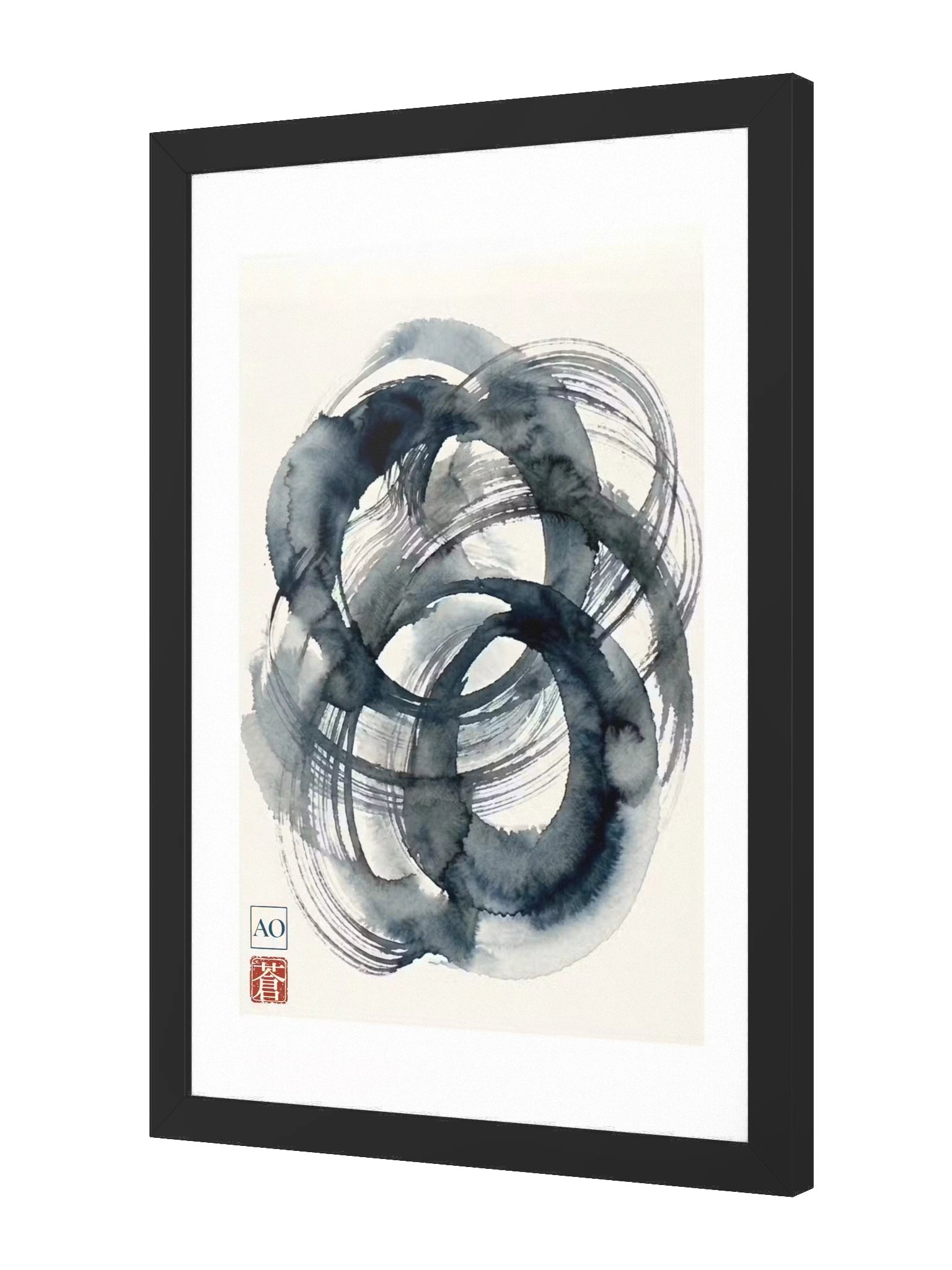Japanese Indigo Ink Art Print | Eternal Echo No.02 | Framed Wall Art - AO Japan Blue product image (2)