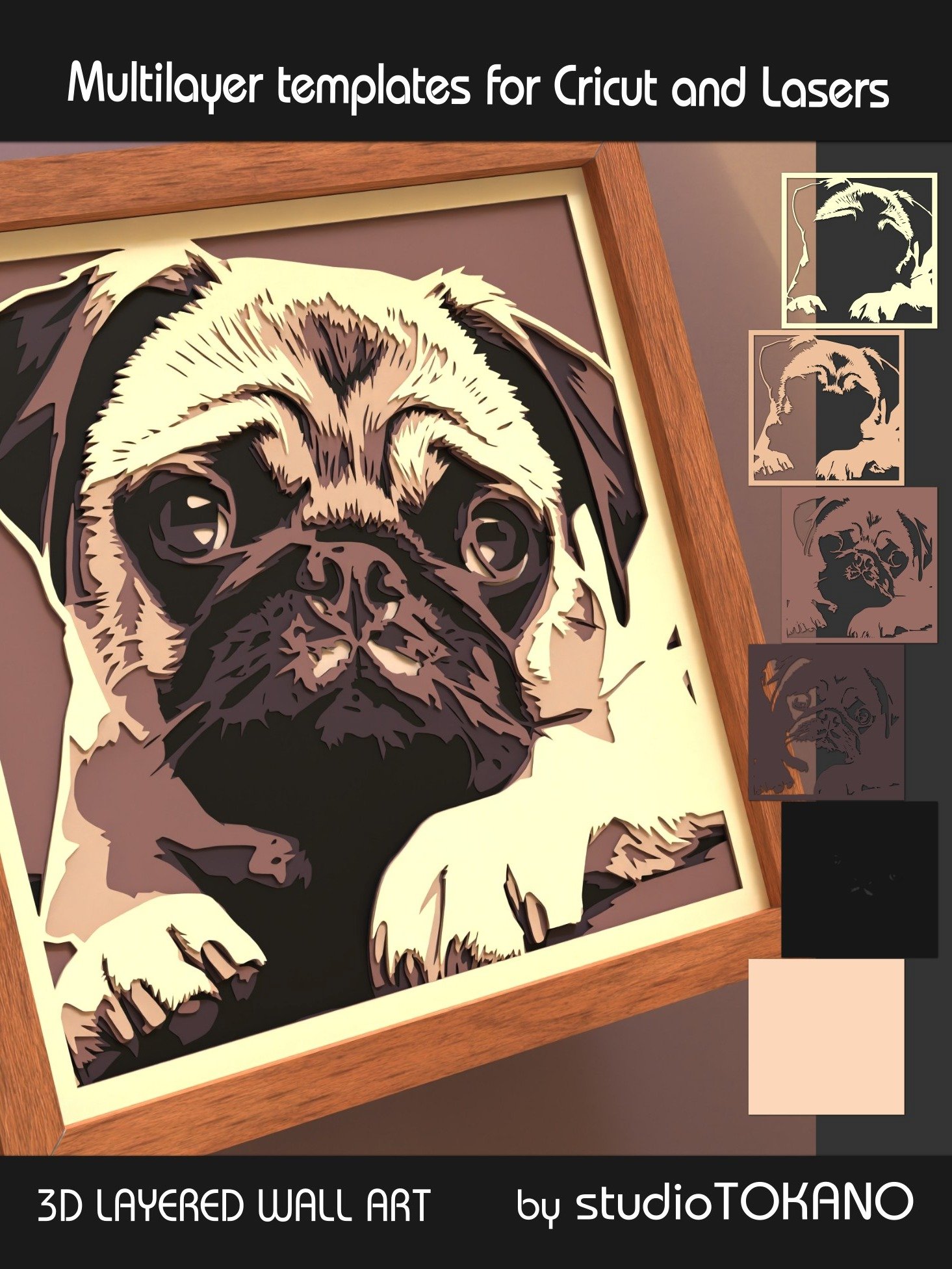 Pug 3D layered dog svg for Cricut product image (7)