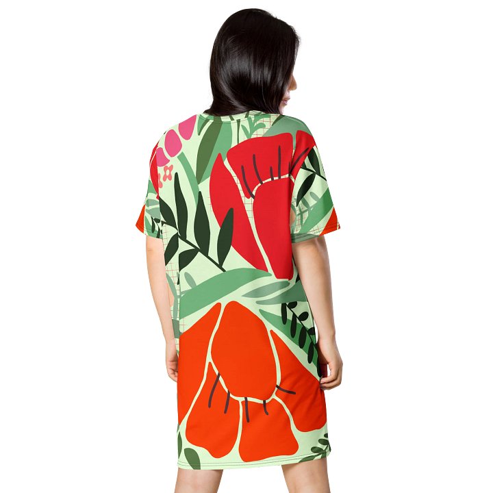 Vibrant Floral T-Shirt Dress - Oversized Trendy Design | TDSMUSIC.com product image (2)