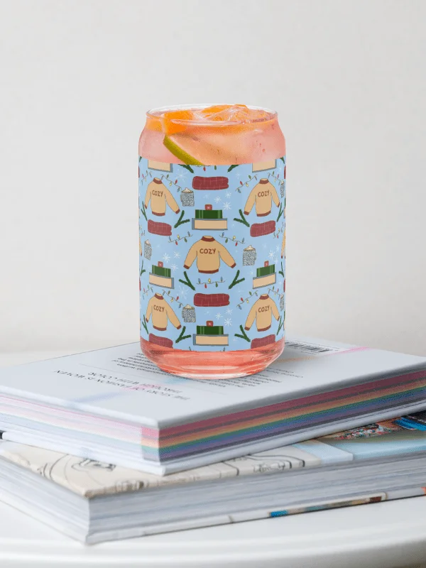 Cozy Winter Pattern in Blue Glass Tumbler product image (1)
