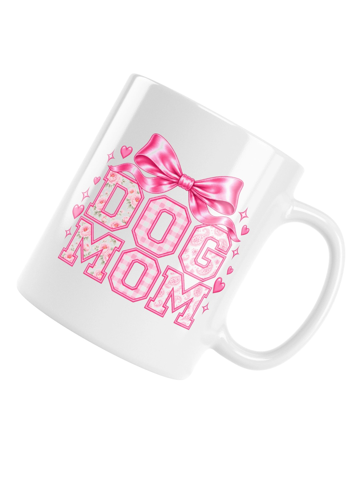 Coquette Dog Mom Mug | Pink Bow Floral Varsity Dog Mom Cup product image (8)