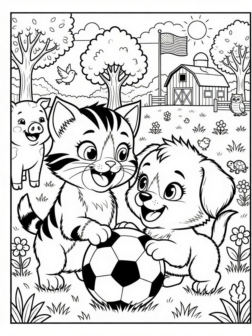 Sing A Rhyme Time Farm Animals Play Soccer Today Coloring Book Pages Bundle for Ages 5+ through Adult | 21 Printable Pages including Title Page l Instant Digital Download PDF Format l product image (4)