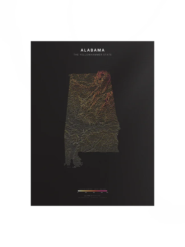 Ridgeline Poster - US States and Territories 