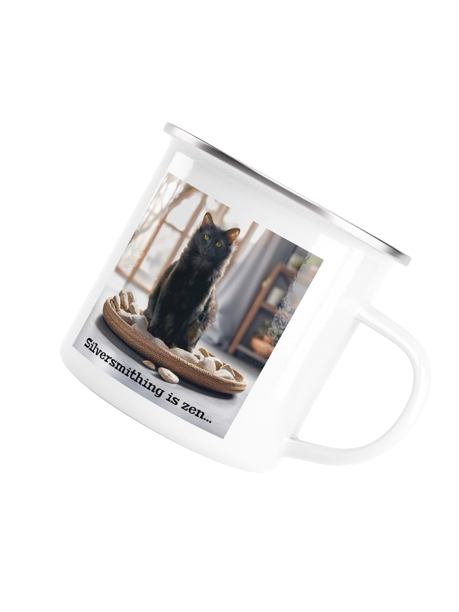 Silversmithing is zen… silver rim mug product image (5)