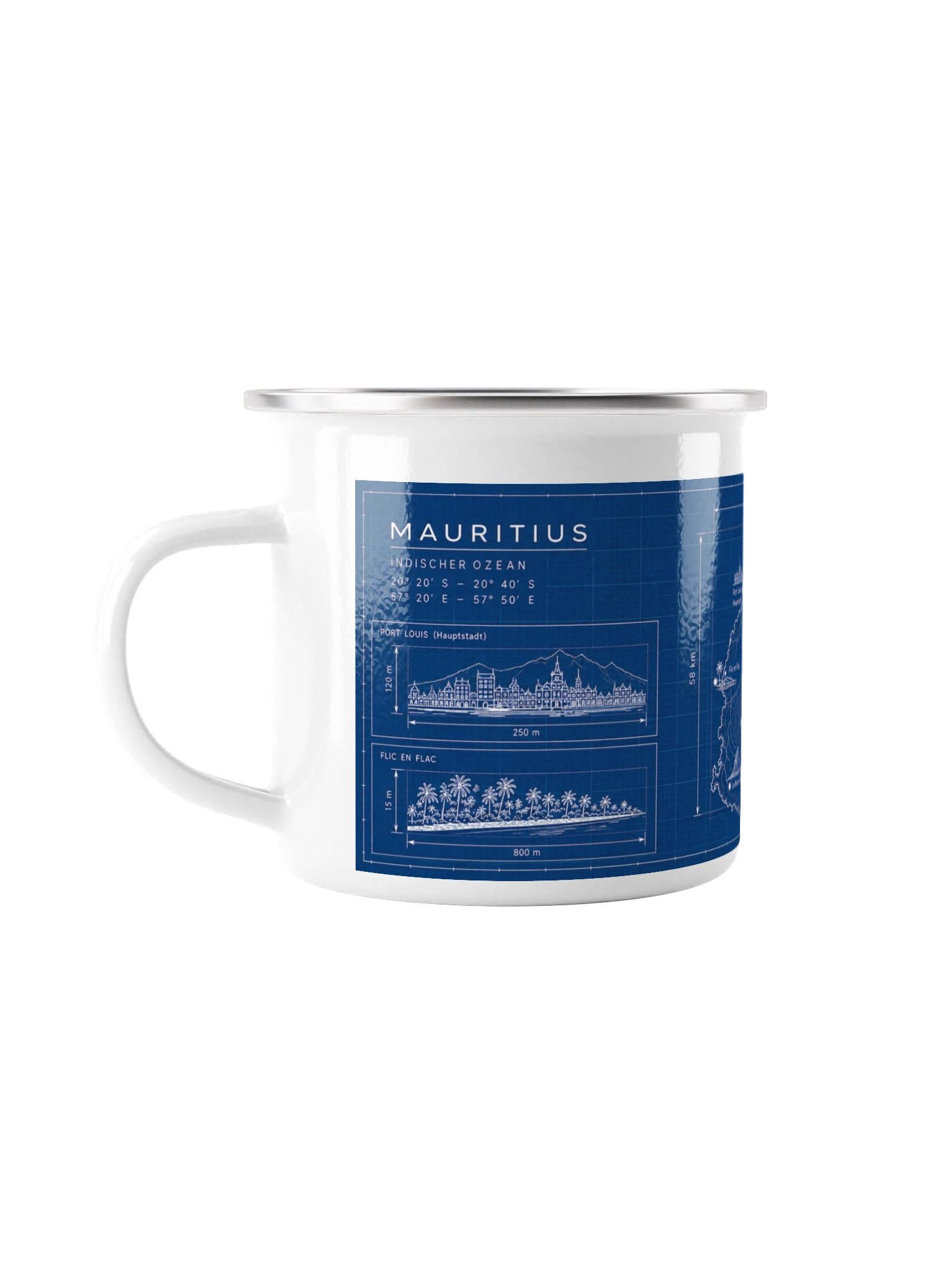 Mauritius Blueprint Enamel Mug product image (1)